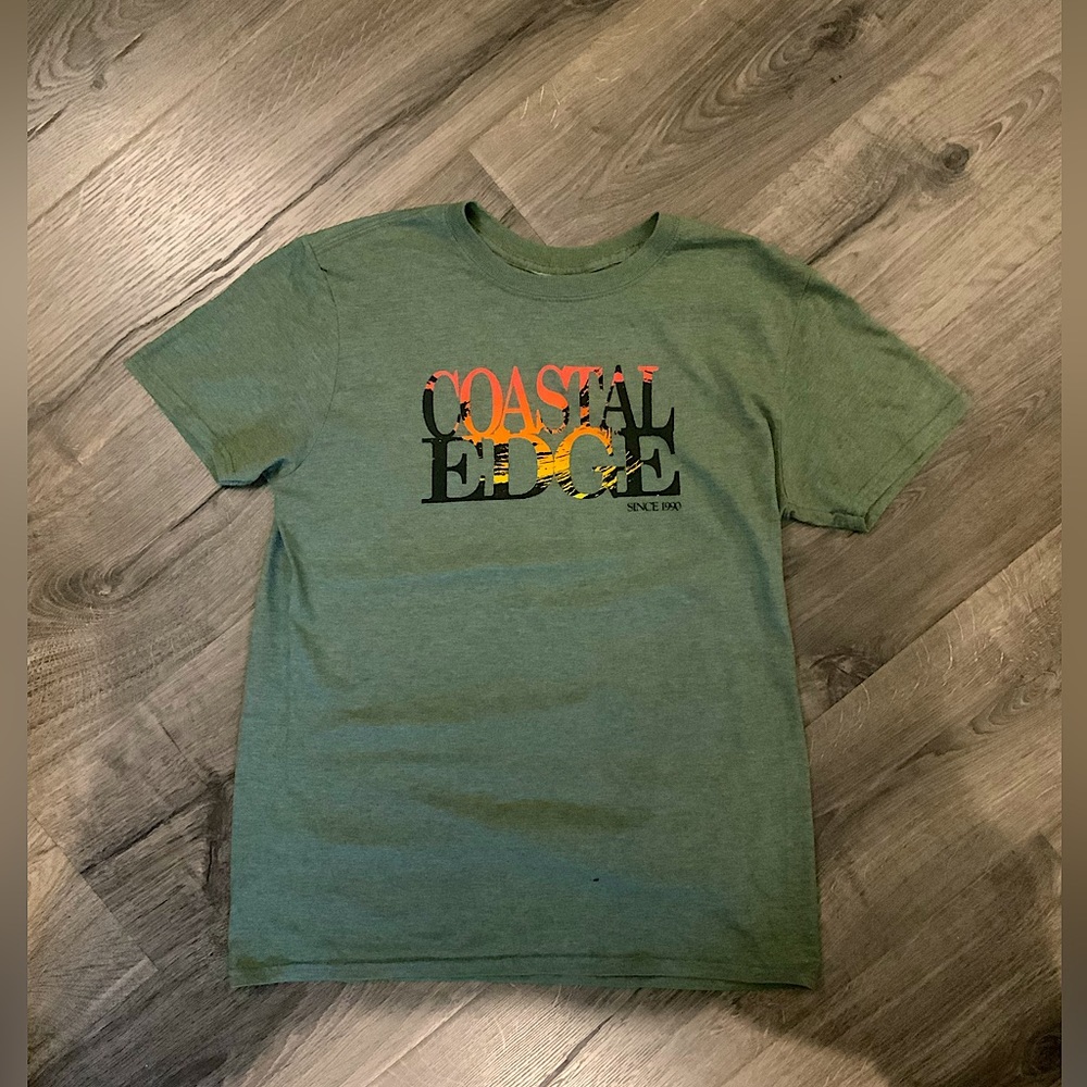 Men’s green Coastal Edge surf shop VA Beach tee shirt